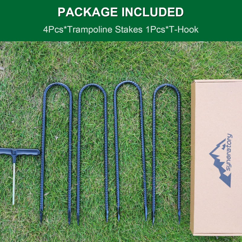 synoratory Trampoline Stakes Anchors High Wind Heavy Duty 12inch U Type Safety Trampoline Wind Stakes Galvanized Steel (4Pcs, Black) - Image 2